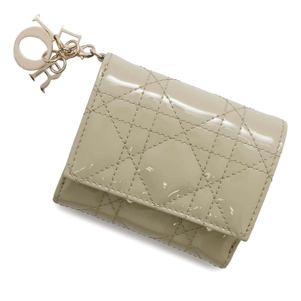 Christian Dior Tri fold Wallet Lady Lotus Cannage